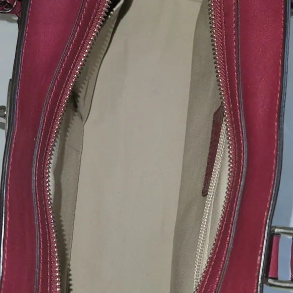 Coach Handbag Legacy Chelsea Tan/Red Classic Leather Tassel Boho Chic Satchel - Picture 6 of 16